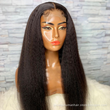 Yeswigs Yaki Kinky Straight Lace Clsoure Wig Raw Brazilian Virgin Human Hair Hd Full Lace Front Wig Human Hair For Black Women